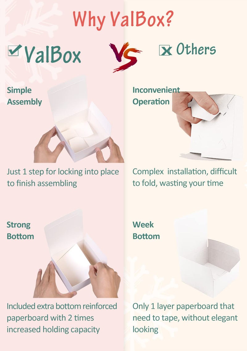 ValBox 8x8x4 Inches Gift Boxes 12 PCS White Paper Gift Boxes with Lids for Gifts, Wedding Present, Bridesmaid Proposal Box, Birthday Party Favor, Easy Assemble Box with 66ft Twine - Image 3